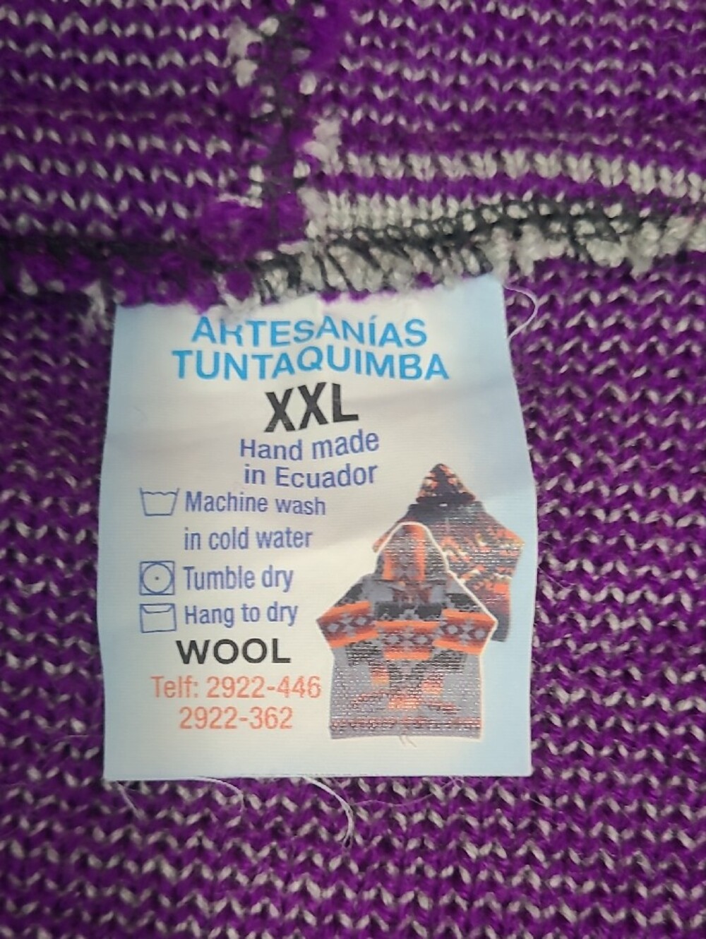 Women's Wool Purple Aztec Zip Hoodie Sweater - Picture 3 of 3